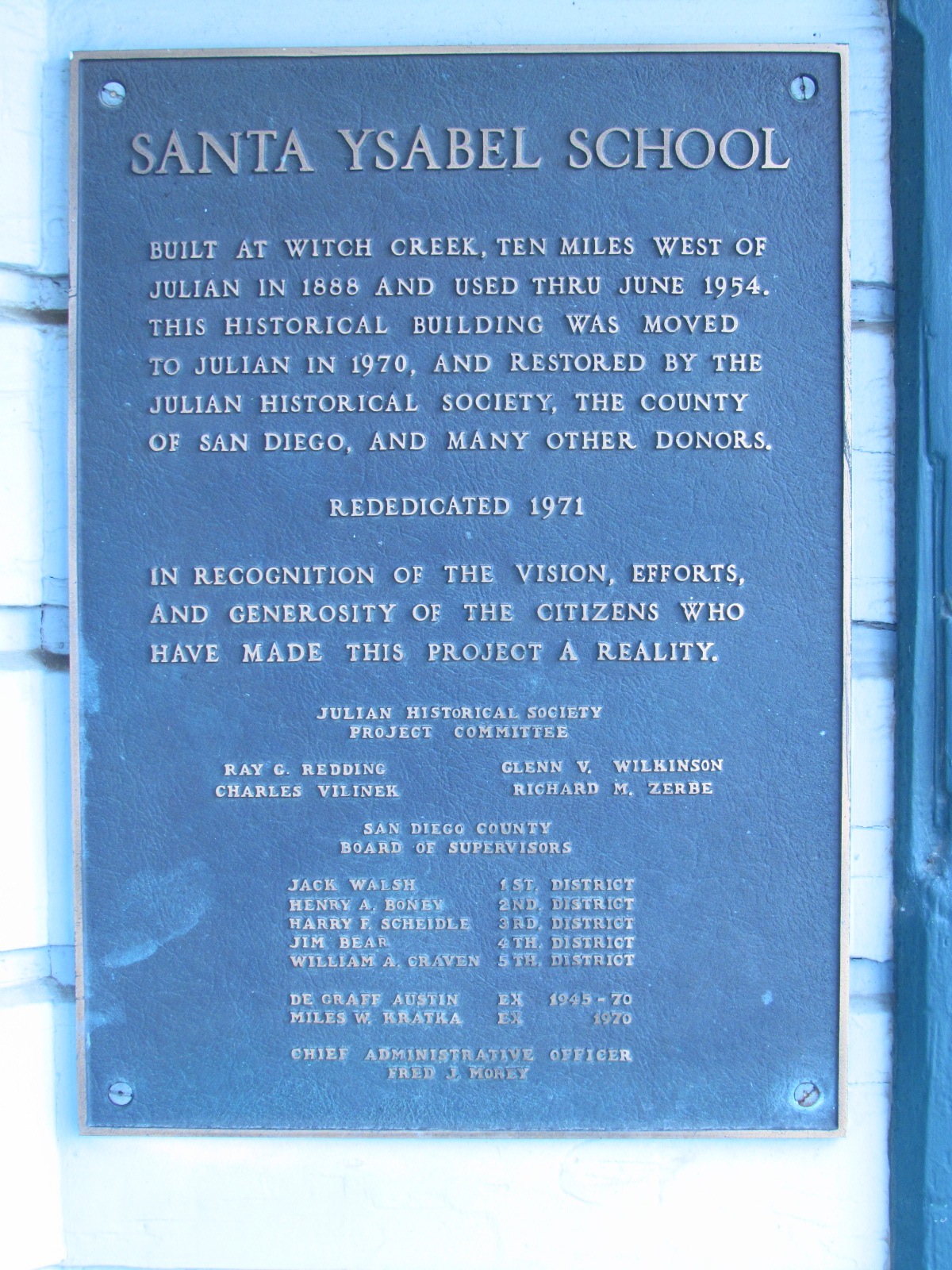 Julian Historical Society Santa Ysabel School Sign