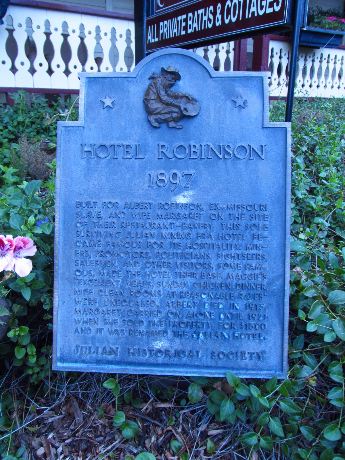 Julian Historical Society Hotel Robinson Sign