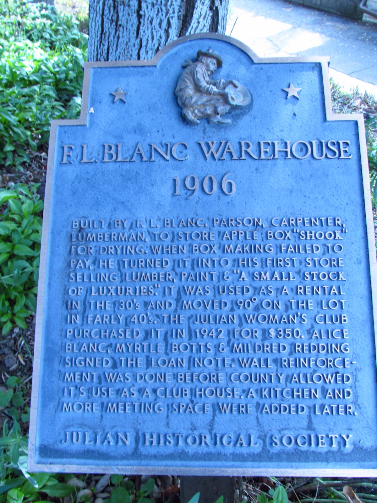 Julian Historical Society F.L. Blanc Warehouse Sign