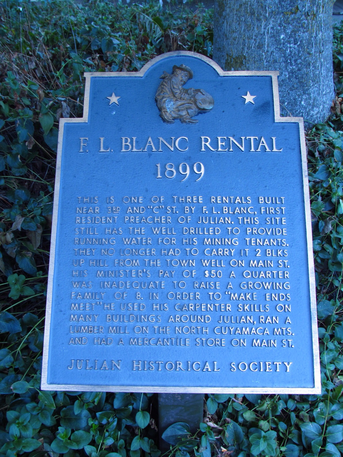 Julian Historical Society F.L. Blanc Rental Sign