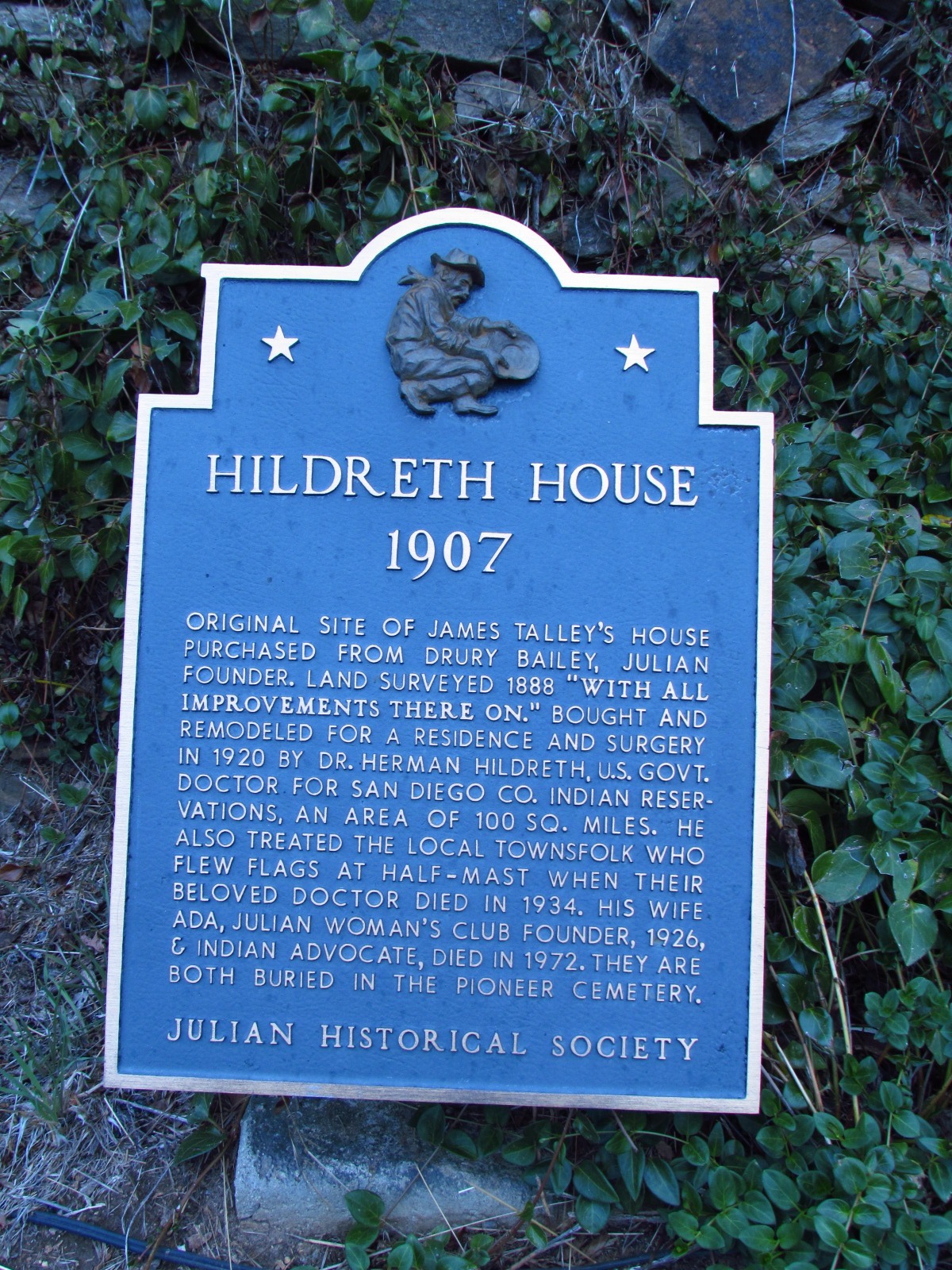 Julian Historical Society Hildreth House Sign