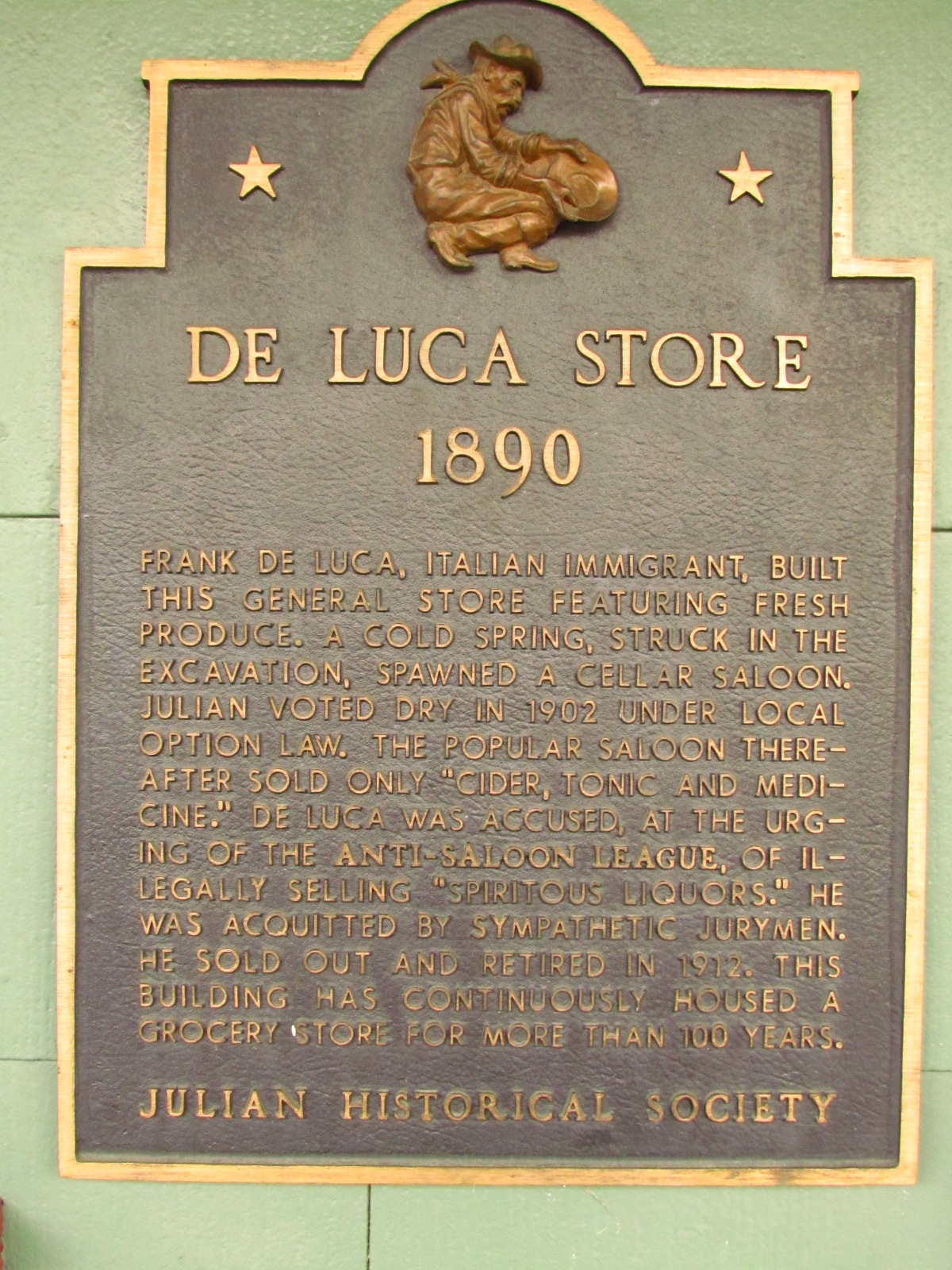 Julian Historical Society De Luca Store Sign